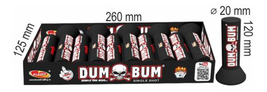  Dumbum 20mm Single Shot - SS20DU - Silberne Treibladung+rote Spur, titanische Detonation, 10er Pack